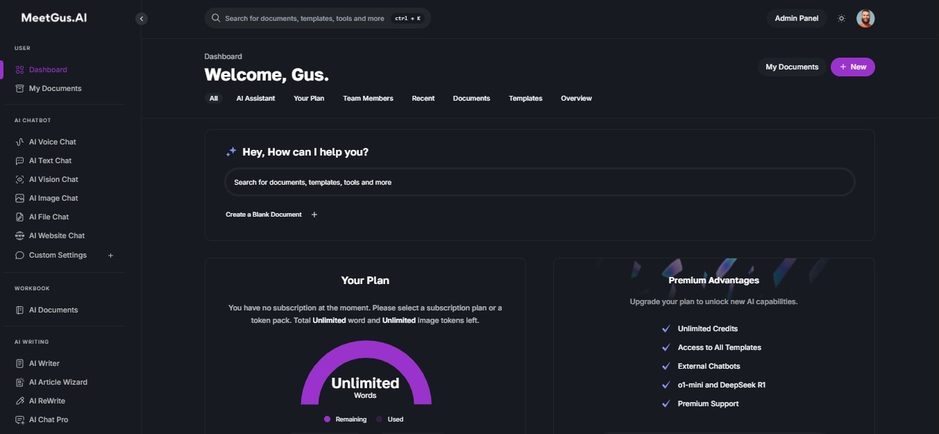 Image of GUS dashboard
